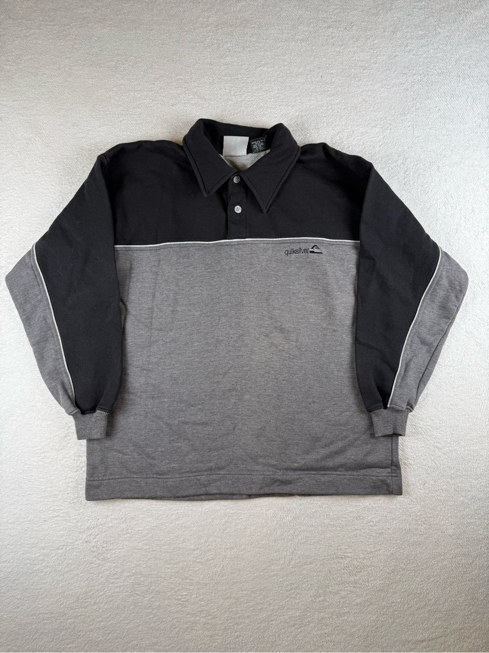 Vintage 90s Quicksilver Men’s XL Button Up Long Sleeve Color Block Sweatshirt